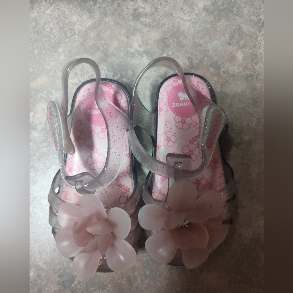 Kids Glitter Sandals - Pink and Clear From Zaxy Nina Size 8 Toddler Girl